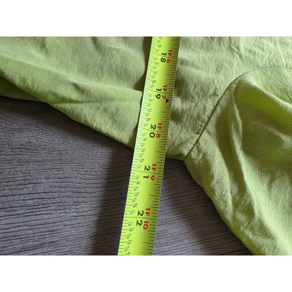 Coldwater Creek M Lime Green Buttoned Long Sleeve Tie-Front Blouse - Picture 8 of 9